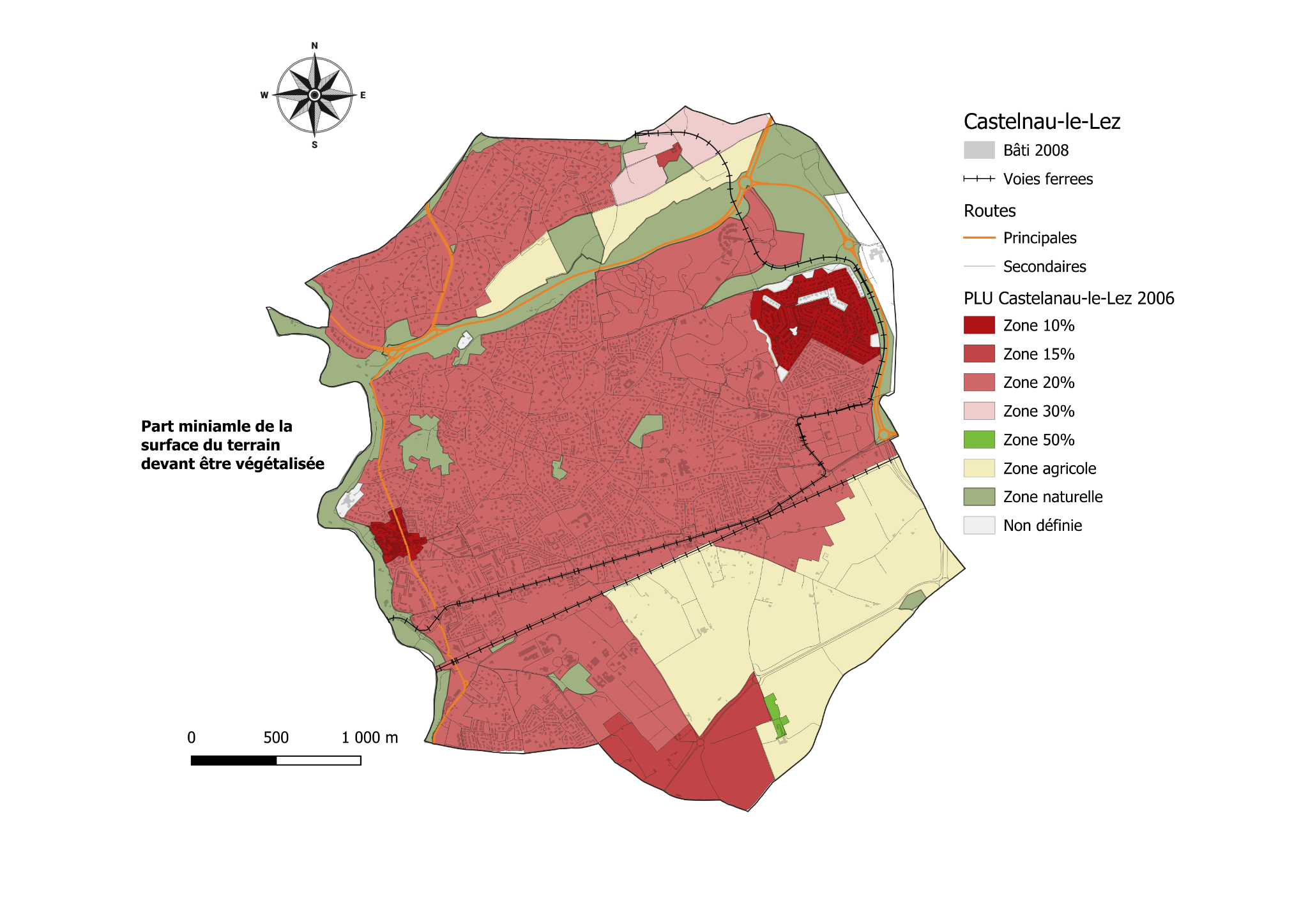 Superficie et répartition du pourcentage minimal de pleine terre