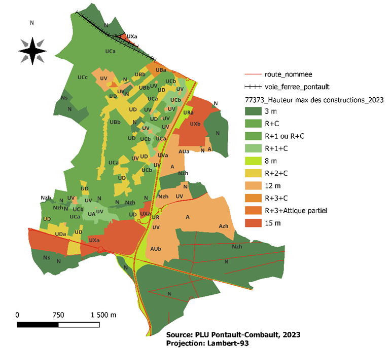 Carte des hauteurs maximales en 2023