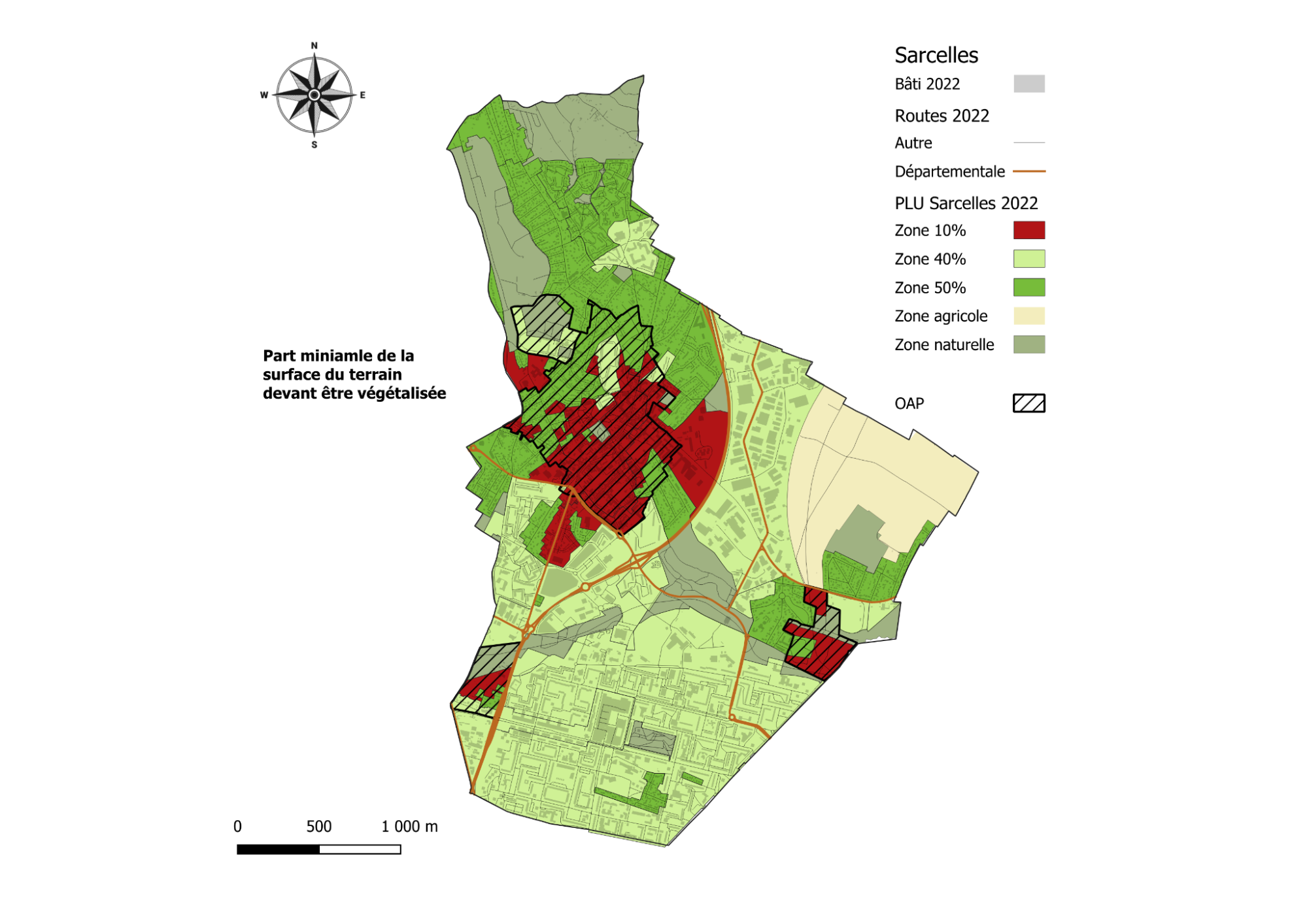 Coefficient de pleine terre dans le PLU de Sarcelles en 2022